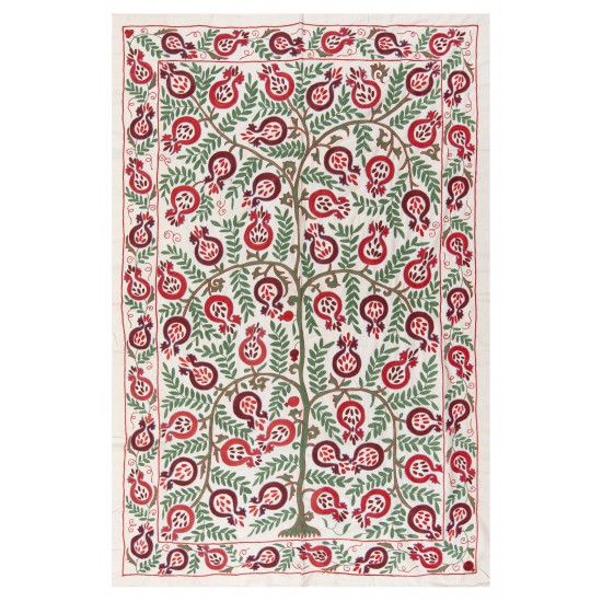 Central Asian Suzani Textile. Embroidered Cotton & Silk Bed Cover, Wall Hanging Central Asian Suzani Textile. Embroidered Cotton & Silk Bed Cover, Wall Hanging