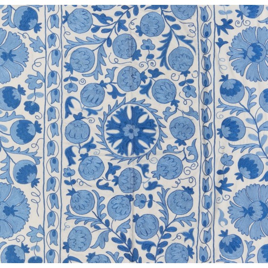 Central Asian Suzani Textile. Embroidered Cotton & Silk Bed Cover, Wall Hanging Central Asian Suzani Textile. Embroidered Cotton & Silk Bed Cover, Wall Hanging
