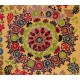 Suzani 1979s Tapestry, Silk Embroidered Wall Hanging, Yellow Bedspread, Vintage Throw