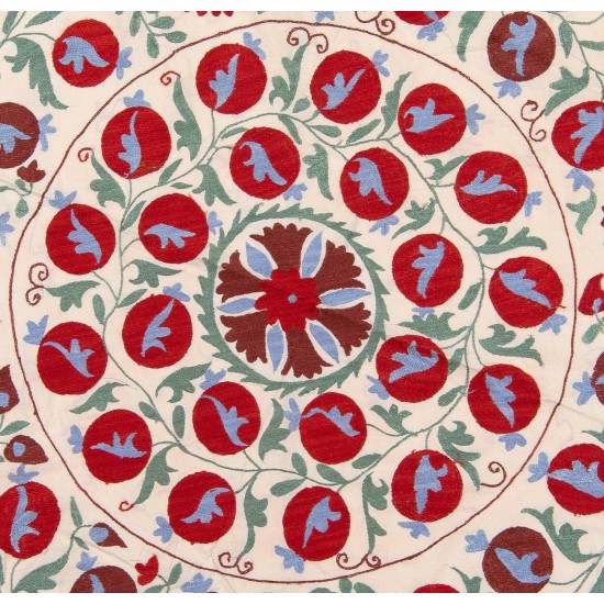 Central Asian Suzani Textile. Embroidered Cotton & Silk Bed Cover, Wall Hanging Central Asian Suzani Textile. Embroidered Cotton & Silk Bed Cover, Wall Hanging