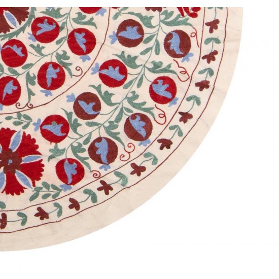 Central Asian Suzani Textile. Embroidered Cotton & Silk Bed Cover, Wall Hanging Central Asian Suzani Textile. Embroidered Cotton & Silk Bed Cover, Wall Hanging