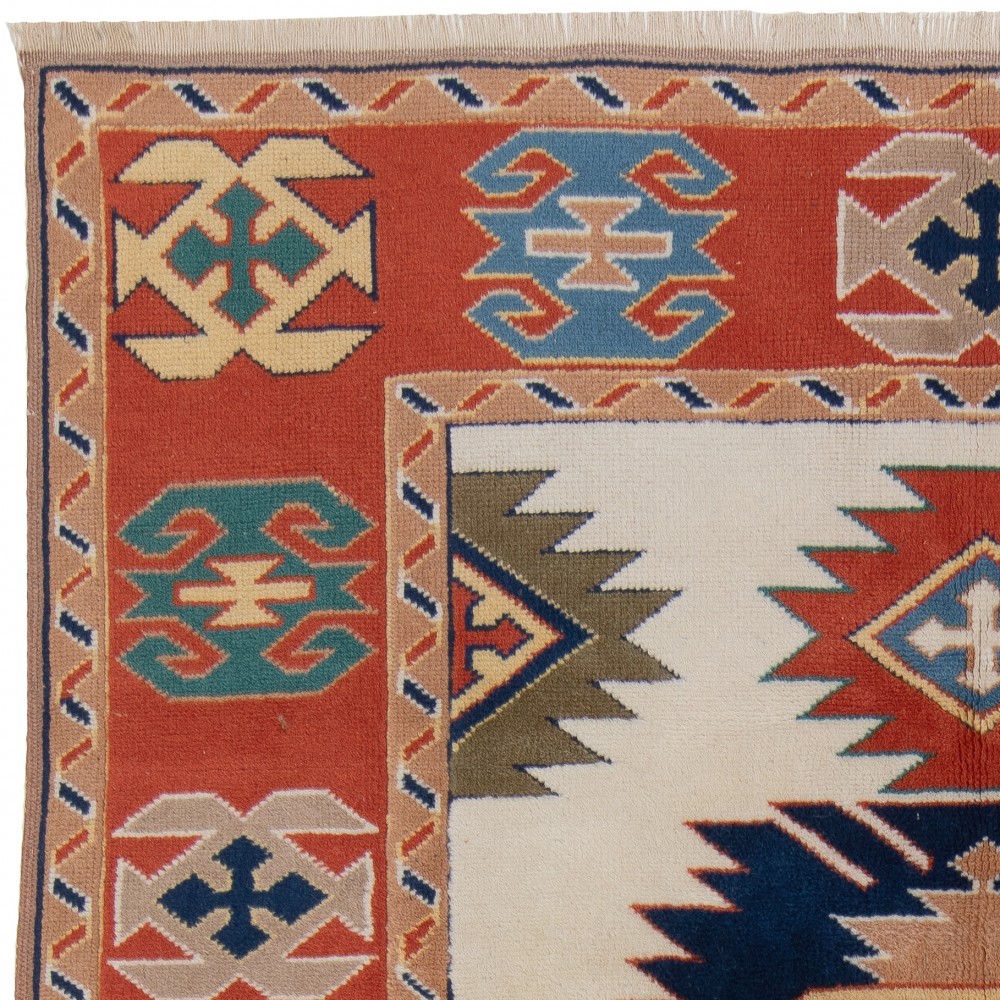 Vintage Hand-Knotted Turkish Wool Area Rug in Soft Colors, All Natural Dyes Vintage Hand-Knotted Turkish Wool Area Rug in Soft Colors, All Natural Dyes