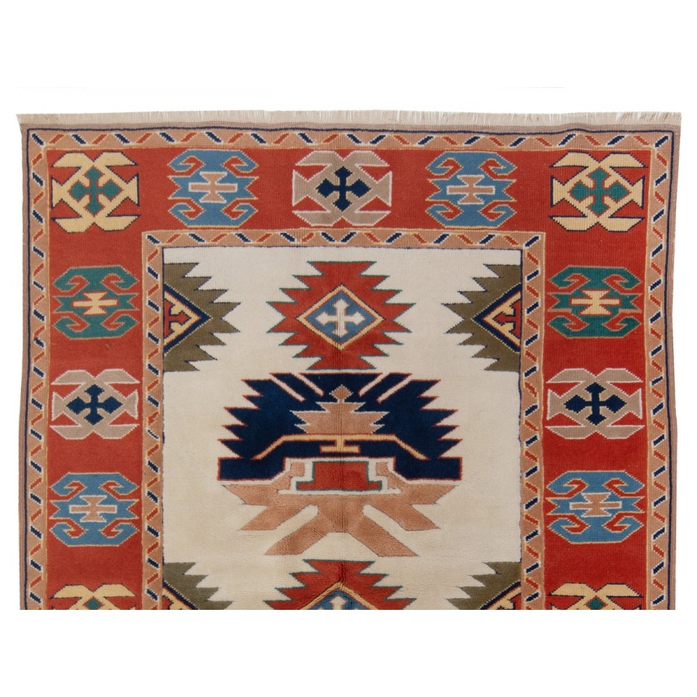 Hand-Knotted Turkish Wool Area Rug in Soft Colors, All Natural Dyes
