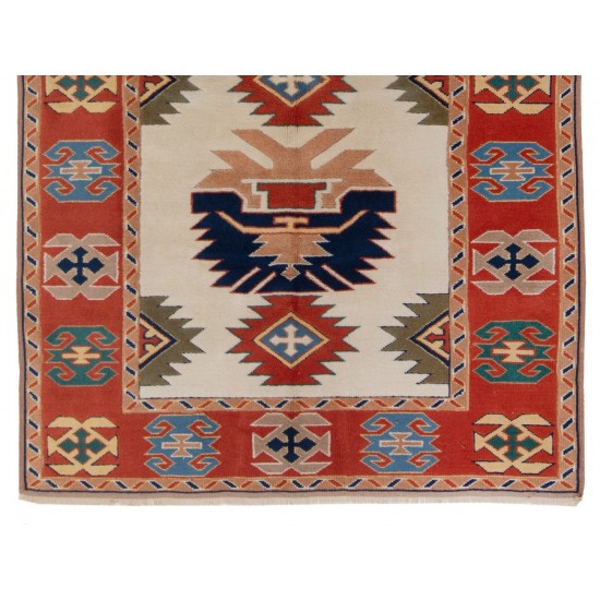 Hand-Knotted Vintage Turkish Wool Rug in Soft Colors, All Natural Dyes