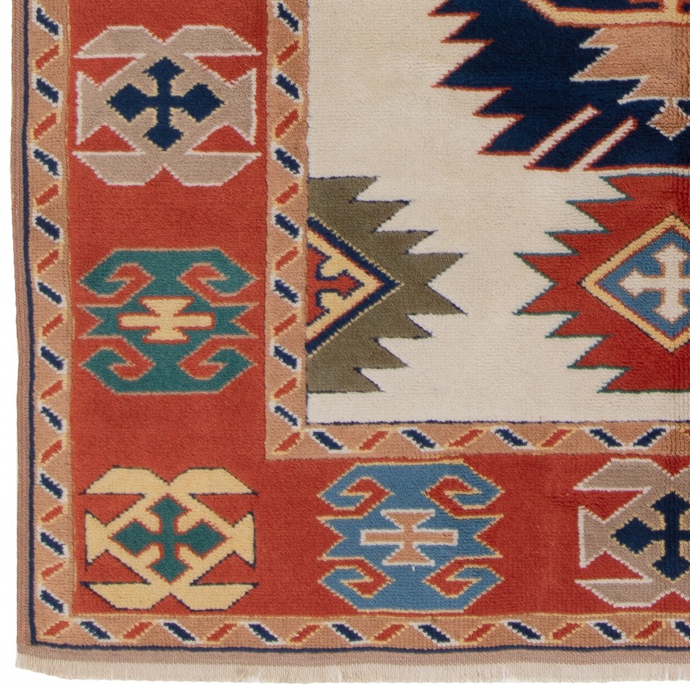 Vintage Hand-Knotted Turkish Wool Area Rug in Soft Colors, All Natural Dyes Vintage Hand-Knotted Turkish Wool Area Rug in Soft Colors, All Natural Dyes