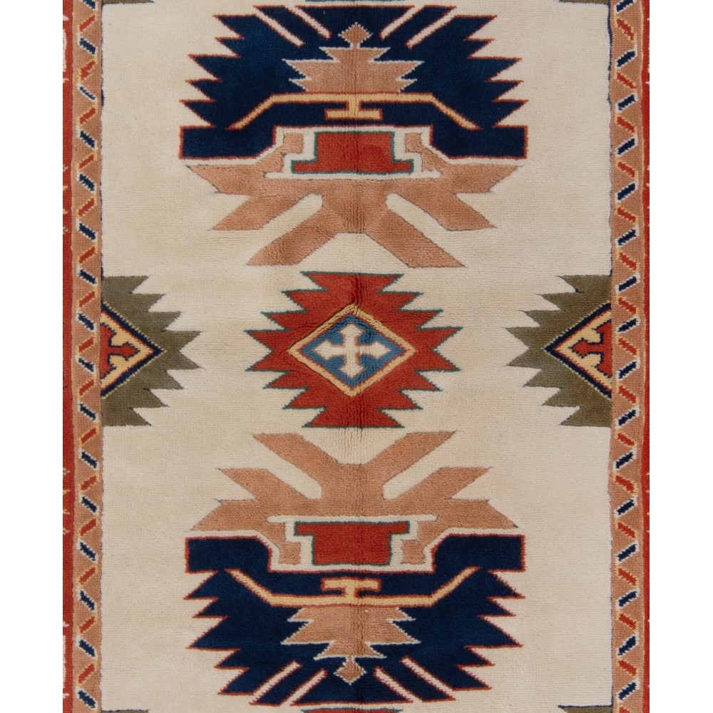 Hand-Knotted Turkish Wool Area Rug in Soft Colors, All Natural Dyes