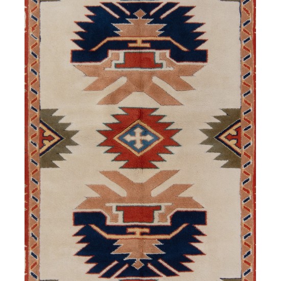 Hand-Knotted Vintage Turkish Wool Rug in Soft Colors, All Natural Dyes