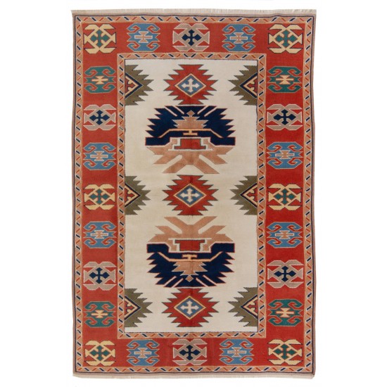 Hand-Knotted Vintage Turkish Wool Rug in Soft Colors, All Natural Dyes Hand-Knotted Vintage Turkish Wool Rug in Soft Colors, All Natural Dyes