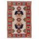Hand-Knotted Turkish Wool Area Rug in Soft Colors, All Natural Dyes