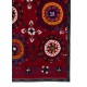 Silk Embroidery Bed Cover, Burgundy Red Throw, Vintage Wall Hanging, 1990s Tablecloth