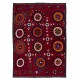 Silk Embroidery Bed Cover, Burgundy Red Throw, Vintage Wall Hanging, 1990s Tablecloth