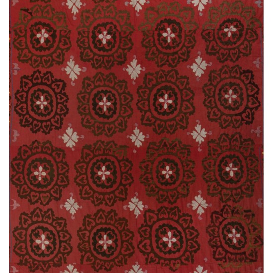 Central Asian Suzani Textile. Embroidered Cotton & Silk Bed Cover, Wall Hanging Central Asian Suzani Textile. Embroidered Cotton & Silk Bed Cover, Wall Hanging