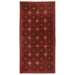 Suzani Textile Table Cover. Embroidered Cotton & Silk Bedspread. Vintage Wall Hanging