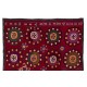 Central Asian Suzani Textile. Embroidered Cotton & Silk Bed Cover, Wall Hanging