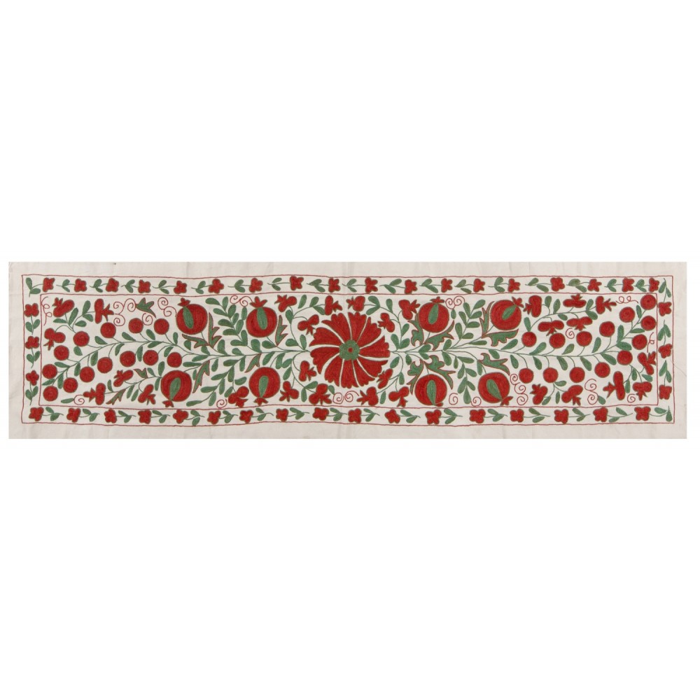 Central Asian Suzani Textile. Embroidered Cotton & Silk Bed Cover, Wall Hanging