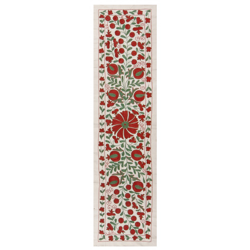 Central Asian Suzani Textile. Embroidered Cotton & Silk Bed Cover, Wall Hanging