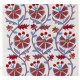 Suzani Fabric Table Runner in Beige. Green and Red. Uzbek Embroidered Silk & Cotton Wall Hanging
