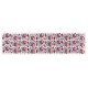 Suzani Fabric Table Runner in Beige, Green and Red. Uzbek Embroidered Silk & Cotton Wall Hanging	