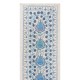 Beige and Blue Suzani Fabric Table Runner. Uzbek Embroidered Silk & Cotton Wall Hanging