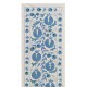 Beige and Blue Suzani Fabric Table Runner. Uzbek Embroidered Silk & Cotton Wall Hanging Beige and Blue Suzani Fabric Table Runner. Uzbek Embroidered Silk & Cotton Wall Hanging