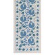 Beige and Blue Suzani Fabric Table Runner. Uzbek Embroidered Silk & Cotton Wall Hanging