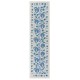 Beige and Blue Suzani Fabric Table Runner. Uzbek Embroidered Silk & Cotton Wall Hanging