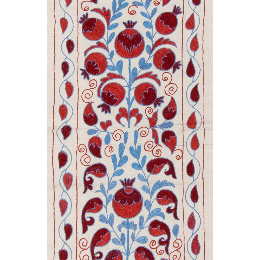 Central Asian Suzani Textile. Embroidered Cotton & Silk Bed Cover, Wall Hanging