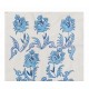 Suzani Wall Hanging. Silk Embroidery Table Runner in Blue and Cream