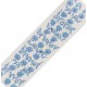 Suzani Wall Hanging. Silk Embroidery Table Runner in Blue and Cream