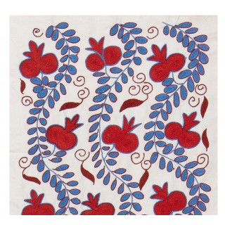 Central Asian Suzani Textile. Embroidered Cotton & Silk Table Runner. Wall Hanging Central Asian Suzani Textile. Embroidered Cotton & Silk Table Runner. Wall Hanging