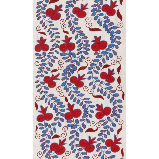 Central Asian Suzani Textile. Embroidered Cotton & Silk Table Runner, Wall Hanging Central Asian Suzani Textile. Embroidered Cotton & Silk Table Runner, Wall Hanging