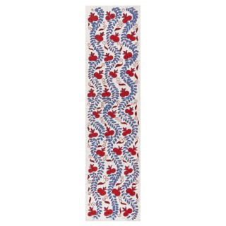 Central Asian Suzani Textile. Embroidered Cotton & Silk Table Runner. Wall Hanging