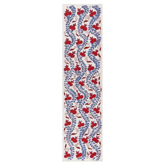 Central Asian Suzani Textile. Embroidered Cotton & Silk Table Runner, Wall Hanging Central Asian Suzani Textile. Embroidered Cotton & Silk Table Runner, Wall Hanging