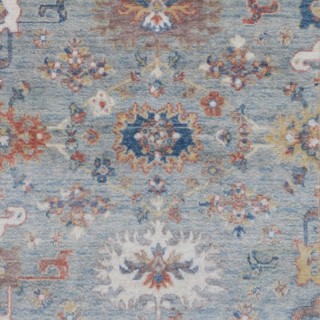 Contemporary Turkish Rug for Entryway | 100% Wool | Floral Patterned Oushak Accent Rug for Bedroom