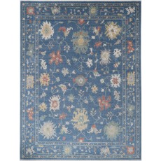 Decorative Oushak Style Area Rug | 100% Wool | Contemporary Turkish Carpet for Living Room