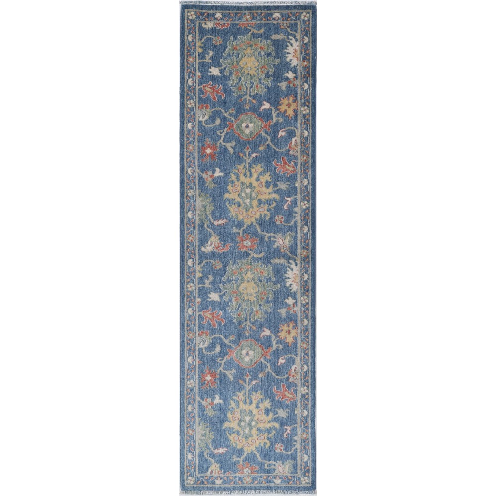 Blue Turkish Wool Runner Rug for Corridor | Floral Kitchen Rug | Artisan Hallway Covering | Oushak Style Runner Rug for Stairs Blue Turkish Wool Runner Rug for Corridor | Floral Kitchen Rug | Artisan Hallway Covering | Oushak Style Runner Rug for Stairs