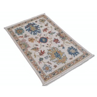 Contemporary Turkish Rug | Elegant Floral Design | 100% Wool Oushak Accent Rug