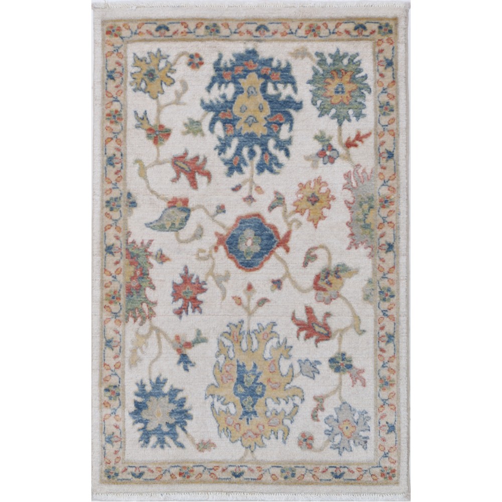 Contemporary Turkish Rug | Elegant Floral Design | 100% Wool Oushak Accent Rug Contemporary Turkish Rug | Elegant Floral Design | 100% Wool Oushak Accent Rug