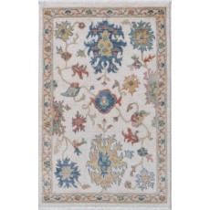 Contemporary Turkish Rug | Elegant Floral Design | 100% Wool Oushak Accent Rug