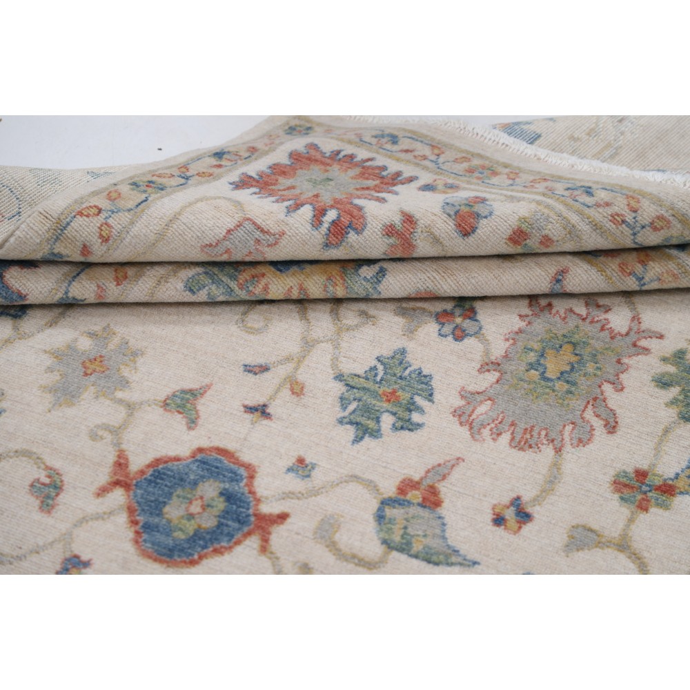 Contemporary Turkish Area Rug | Elegant Floral Design | 100% Wool Oushak Carpet