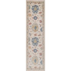 Decorative Oushak Style Runner Rug for Kitchen | 100% Wool | Contemporary Turkish Hallway Runner | Corridor Rug