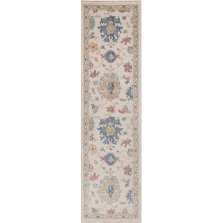 Decorative Oushak Style Runner Rug for Kitchen | 100% Wool | Contemporary Turkish Hallway Runner | Corridor Rug
