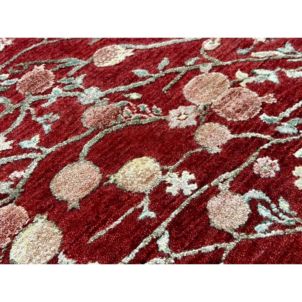 Hand-Knotted Red Area Rug with Botanical Tree Design for Living Room Hand-Knotted Red Area Rug with Botanical Tree Design for Living Room