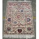 Decorative Handmade Wool and Silk Area Rug, Ivory Floral Vine Tapestry Decorative Handmade Wool and Silk Area Rug, Ivory Floral Vine Tapestry