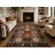Hand-Knotted Wool Area Rug, Red Geometric Botanical Carpet for Living Room Hand-Knotted Wool Area Rug, Red Geometric Botanical Carpet for Living Room
