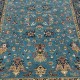 Hand-Knotted Wool Area Rug, Blue Floral Design Carpet for Living Room