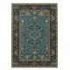 Hand-Knotted Wool Area Rug, Blue Floral Design Carpet for Living Room
