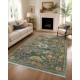 Hand-Knotted Oushak Wool Area Rug for Living Room, Green Floral Design Modern Carpet Hand-Knotted Oushak Wool Area Rug for Living Room, Green Floral Design Modern Carpet