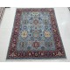 Hand-Knotted Wool Area Rug, Modern Floral Design Blue Carpet for Living Room