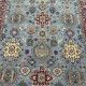 Hand-Knotted Wool Area Rug, Modern Floral Design Blue Carpet for Living Room